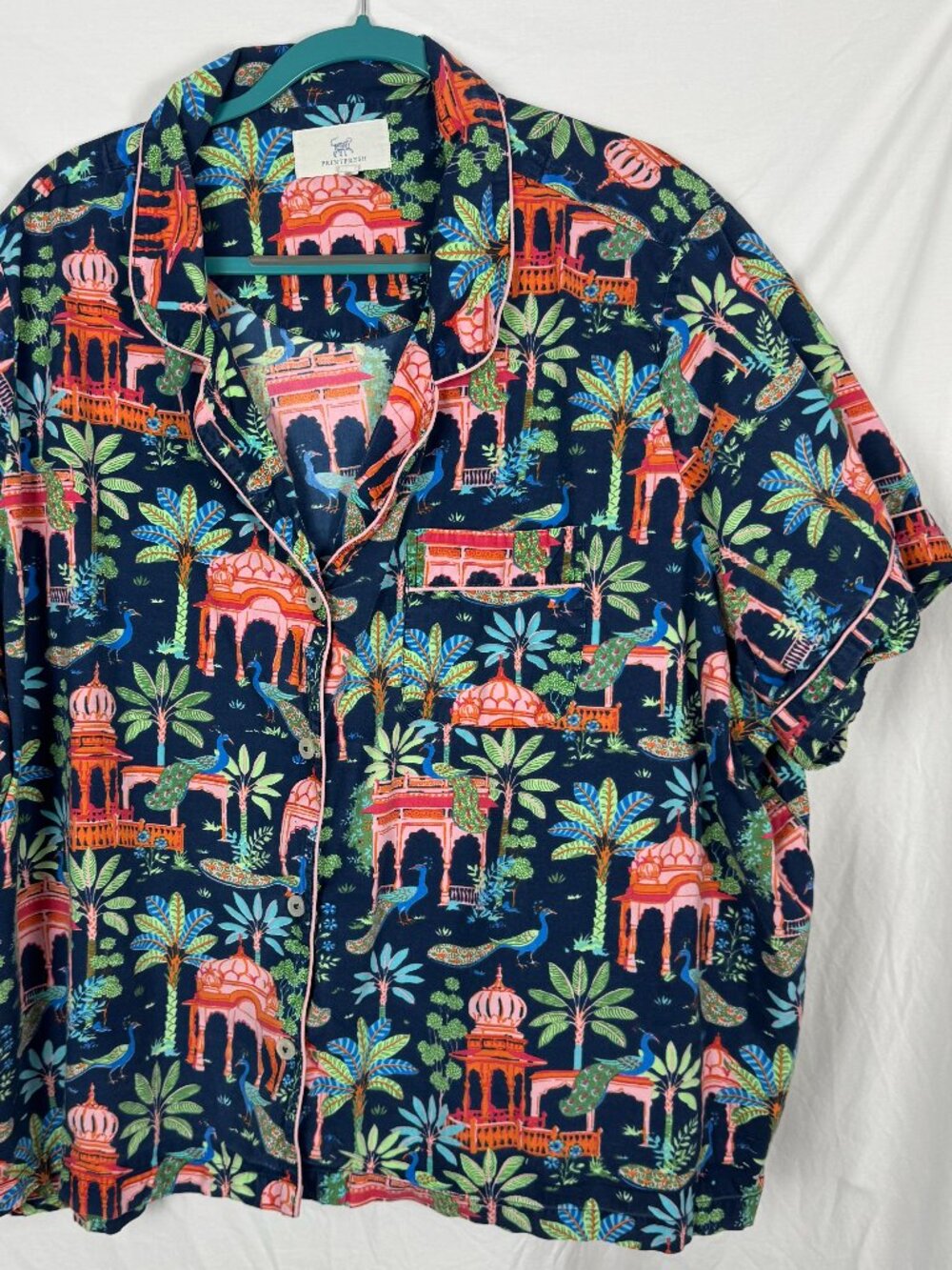 Printfresh 5X Navy Jaipur peacock print short PJs set